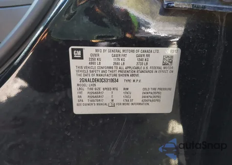 2012 Chevrolet Equinox 1Lt из США, поврежденный, VIN 2GNALDEK0C6310634